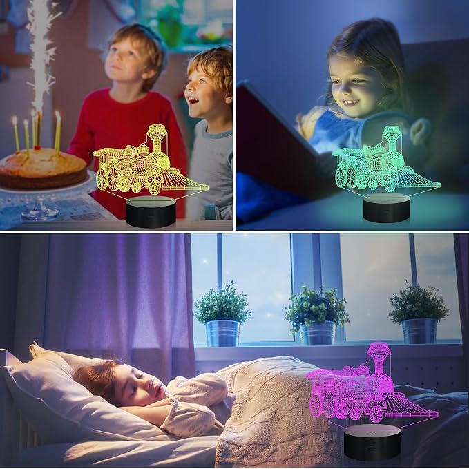 Attivolife Train 3D Gifts Lamp, Illusion Hologram Night Light with Timer Remote Control 16 Colors Changing, Kids Bedroom Decor Novelty Birthday Present for Train Model Collector Girl Boy Men