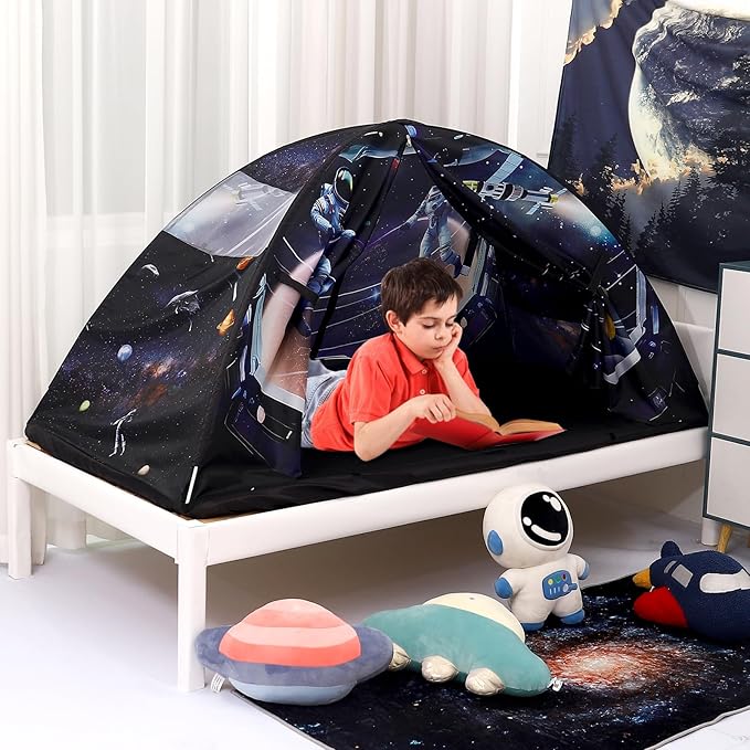 Kid Bed Tent -Twin Play Tent Dream Playhouse for Bedroom Decor Indoor Games Twin Size Bed Canopy by CRAWLBO