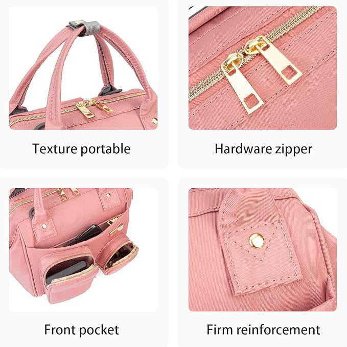 Lmbabter Baby Diaper Bag Backpack Waterproof Multi-Function Convertible Mini Smart Diaper Bag Backpack for Outdoor (Pink)