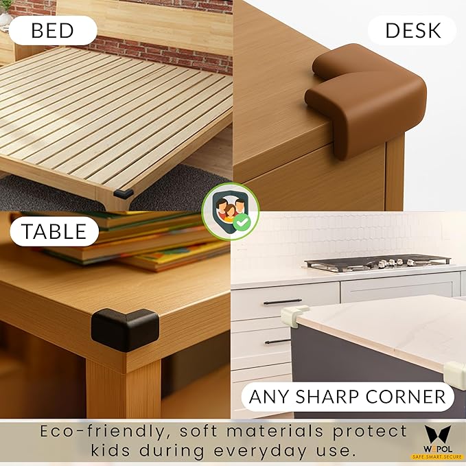 Soft Foam Corner Protectors for Baby, Bed Frame Corner Guards, Sharp Edge Desk Furniture Safety Cover Bumpers for Kids, 3M Adhesive Pre-Taped Rubber Padding Cushion (Black, 4 Pack)