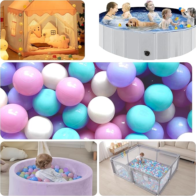 200/500/1000/2000 Count Soft Plastic Ball Pits Balls Colorful Play Pits Balls for Pet Dogs Ball Pits 2.2" Large Phthalate Free Bpa Free Balls for Toddlers 1-3 Baby Kids