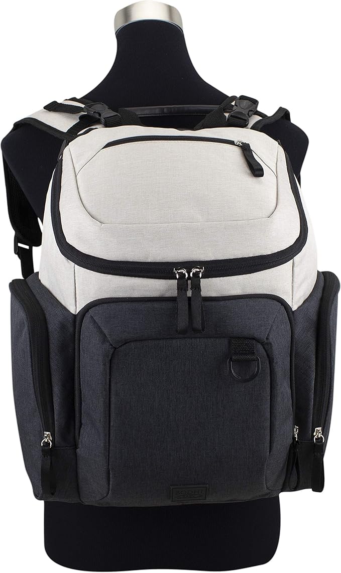 BODHI Baby Tech Top Loader Diaper Bag Backpack with removable changing pad, Unisex, for Moms and Dads - Oatmeal/Black Combo Chambray
