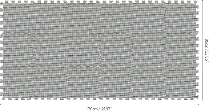 qqpp EVA Rubber 18 Tiles Interlocking Puzzle Foam Floor Mats - Baby Play Mat for Playing | Exercise Mat for Home Workout. Gray. QC-Lb18N