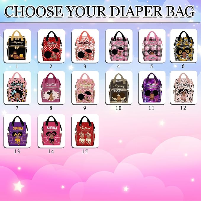 InterestPrint Custom Diaper Bag with Name, Personalized Monogram Baby Bag Laptop Backpack for Girls Customized Nursing Bags Shoulders Bag Casual Daypack for Women