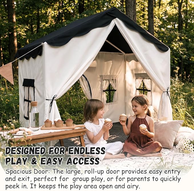 Kids Play Tent with Double Door Children's Playhouse Tents - Portable Fantasy Adventure Castle for Boys and Girls, Kids Tent with Mat, House Toys for Boys Girl Birthday, Christmas House Gift