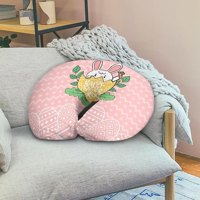 Egg Rabbit Nursing Pillow Covers Slipcovers for Breastfeeding Moms, Ultra Soft Breathable Feeding Pillow Slipcover for Baby Boy Girl Easter Decorations