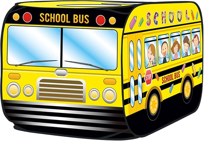Kiddie Play School Bus Pop Up Play Tent for Kids Boys & Girls Indoor Outdoor Playhouse Toy