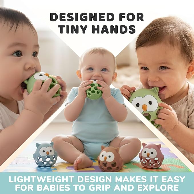 Baby’s Way Teething Toy – Owl Silicone Teether Toy for Babies 3–6 Months Toys for 6–12 Months – Baby Teething Relief, Silicone Teethers for Babies