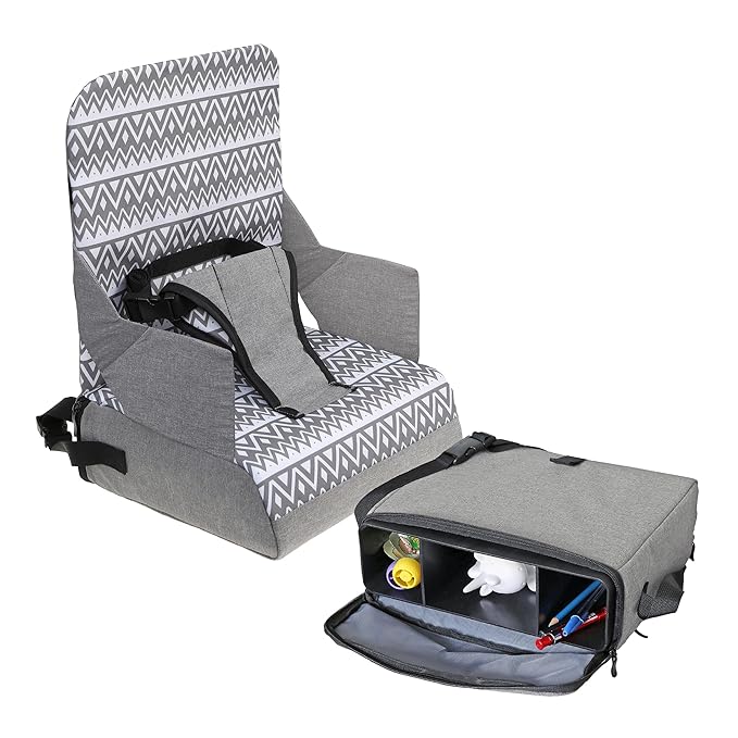 Dreambaby Grab ?˜N Go Travel Booster Seat ??Portable Toddler High Chair for Dining (6M-3Y) with Storage & Shoulder Strap