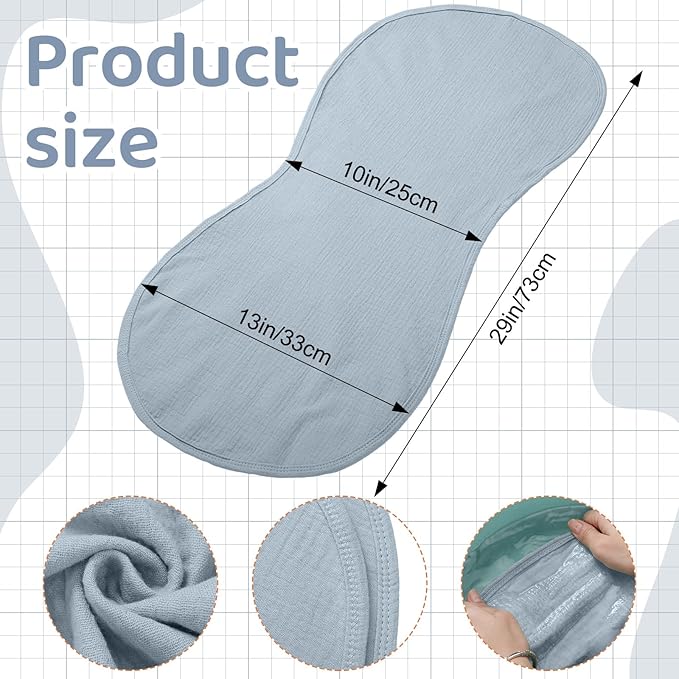 Hahafelt 3 Pcs Changing Pad Liners Fits in Peanut Shape Changing Pad Waterproof Diaper Mats Organic Cotton Peanut Mats are Warm on a Baby's Back, Washable Reusable(Elegant Style,Blue)