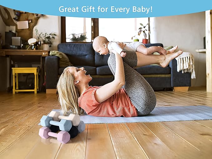 Giftty Baby Dumbbell - Silicone Infant Rattle Teething Toy Teether Toddler Sensory Toy Durable Safe Exercises Workout Weight - Great Gift for Baby Boys & Girls (1pcs - Tangerine)