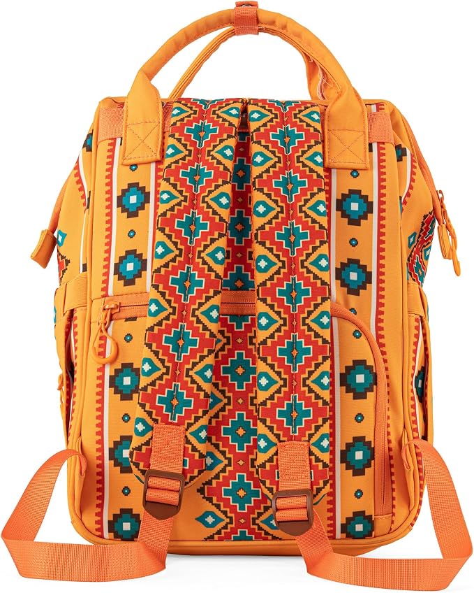 Wrangler Aztec Backpack Organized Daypack Travel Baby Bag with Stroller Strap and Side Bottle Pockets WG2204-9110MST