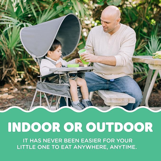 Baby Delight Go with Me Uplift Deluxe Portable High Chair | Sun Canopy | Indoor and Outdoor | Grey