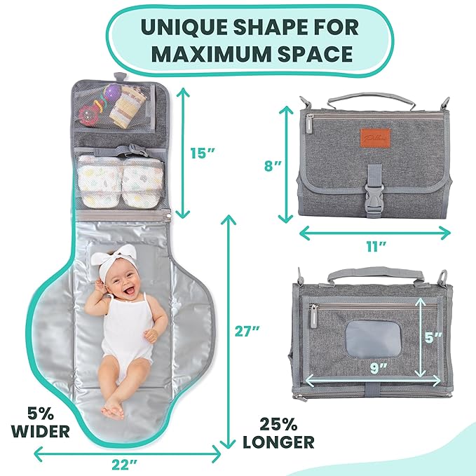 Portable Changing Pad for Baby ??Soft, Comfortable Portable Diaper Changing Pad with Wipes Pockets, Waterproof and Easy to Clean ??Baby Registry Search, new born baby essentials must haves, baby stuff