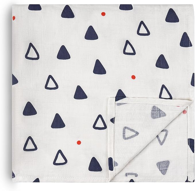 HECCEI Muslin Swaddle Blankets - Baby Muslin Blanket Large Swaddles 47 x 47 inches Breathable & Soft Baby Receiving Blanket Gender Neutral for Newborn Boys Girls, Tiny Sails