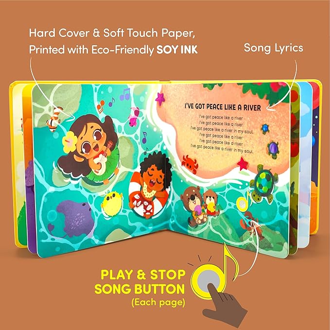 Praise The Lord Christian Sound Books for Kids - 6 Bible Songs for Toddlers ??Christian Gifts for Kids - Baby Bible for Baptism, Christening, Dedication Gifts, Sunday School, Preschool Homeschool