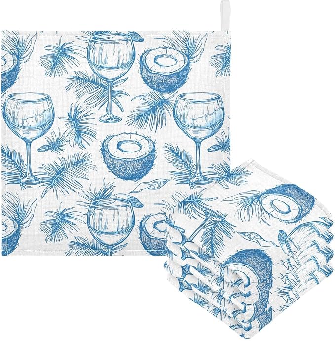 vvfelixl Baby Muslin Washcloths Wine Beach Party Baby Burp Cloths Cotton Babys Face Towel for Newborn Infants Boys Girls Soft and Absorbent 11.8 X 11.8 in, 3 Pack