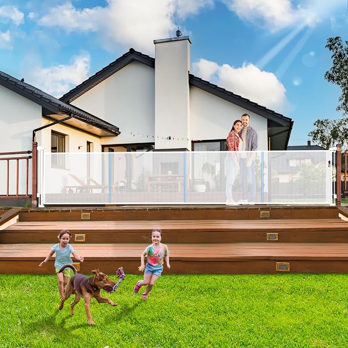275" Retractable Baby Gates Dog Gate - 23ft Extra Wide Expandable Child Safety Gate,49" Tall Toddler Pet Mesh Gate with Reinforced Strips for Doorways,Stairs,Hallways,Outdoor & Indoor Large Openings