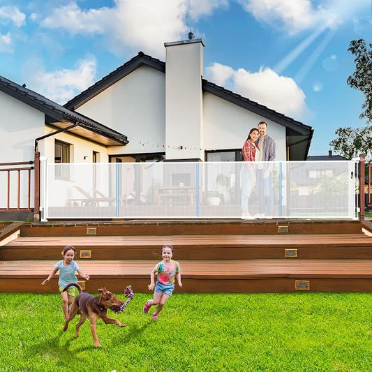 275" Retractable Baby Gates Dog Gate - 23ft Extra Wide Expandable Child Safety Gate,49" Tall Toddler Pet Mesh Gate with Reinforced Strips for Doorways,Stairs,Hallways,Outdoor & Indoor Large Openings