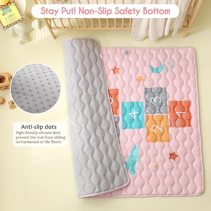 Viviland Baby Mats for Floor, 50x50 Inch Playpen Mat, Thick Playmat for Baby and Toddlers Infants, Non-Slip & Machine Washable, Cloud Hopscotch