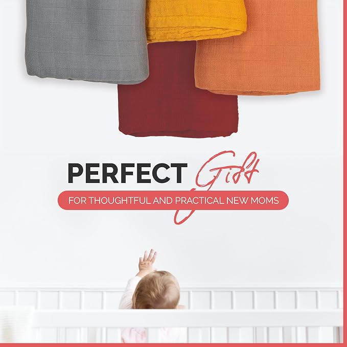 Pack of 4 Swaddle Blankets - Organic Cotton Muslin Baby Blanket for Swaddles 3-6 Months & 0-3 Months | Soft Swaddle for Newborns Babies, 47x47 cm Receiving Blankets,