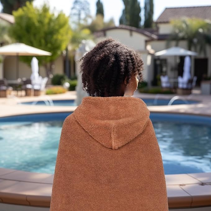 ORIGINAL KIDS Hooded Bath Towel Wrap - 2 Pack - Ultra Soft 100% Cotton Terry Large Oversized Hooded Kids Towel - Shower Pool Beach - 579 GSM Absorbent Quick Dry Plush Gift - 30 x 54 - Mocha