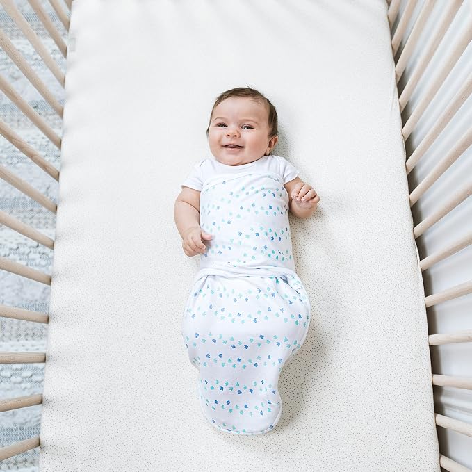 aden + anais Essentials Easy Swaddle Wrap Quick Change with Bottom Zipper, Snug Cotton Knit Baby Wrap Swaddle Blanket for Newborns, TOG 1.0, 3-Pack, Rising Star, 0-3 Months, Small/Medium