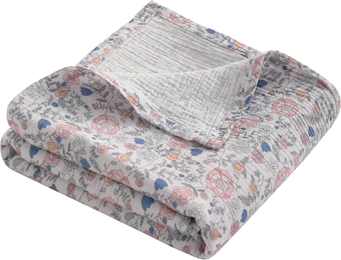 NTBAY Muslin Baby Swaddle Blanket, 2-Layer, 42x60 Lightweight Receiving Blanket for Newborns and Infants, Crib Stroller Nursery Use, Vintage Floral