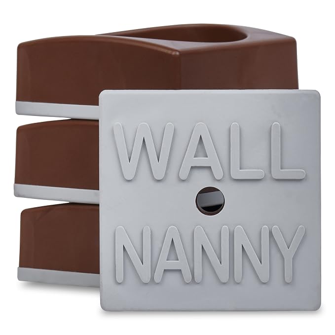 Wall Nanny Mini (4 Pack - Made in USA) Smallest Low-Profile Wall Protector for Baby Gates - Perfect in Doorways - Best Saver Cups Guard Trim & Paint for Child Dog Pet & Safety Pressure Gate (Brown)