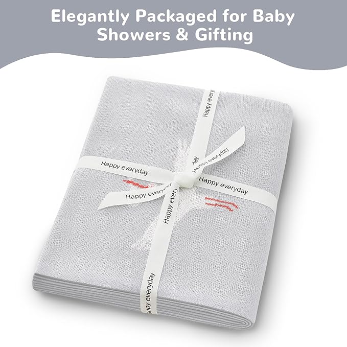 Receiving Baby Blanket,100% Luxury Cotton Knit Baby Blanket,Lightweight Cozy Neutral Swaddling Blanket for Newborns,Boys & Girls,Infant and Toddler
