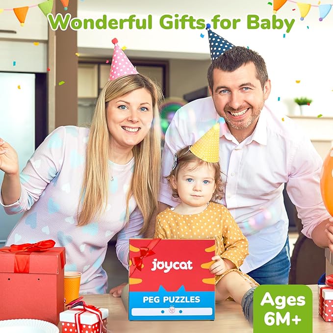 JoyCat Wooden Puzzles for Toddlers 1-3, Montessori Toys for 1 2 Year Old Boy Girl Birthday Easter Gifts, Animal Match Farm Peg Puzzles, Preschool Learning Toys for Toddlers Age 1-2