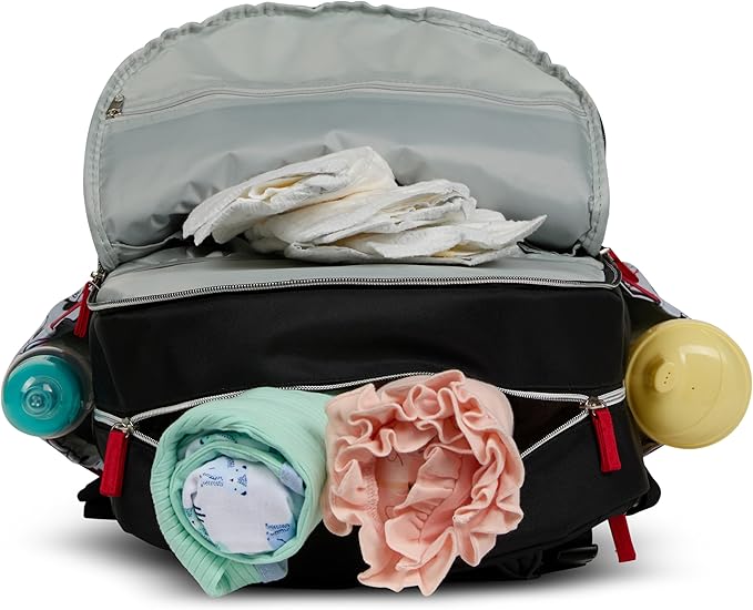 Disney Diaper Bag Backpack with Changing Pad Mickey Mouse ??16??Nylon Baby Bag for Parents, Insulated Bottle Holders, Multiple Storage Pockets