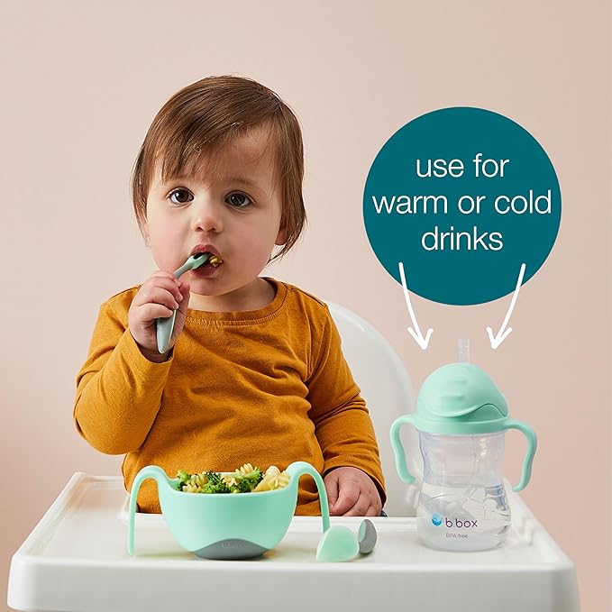 b.box Sippy Cup with Weighted Straw. Drink from any Angle, Leak Proof, Spill Proof, Easy Grip. BPA Free, Dishwasher Safe. For Babies 6m+ to Toddlers (Banana Split, 8oz)