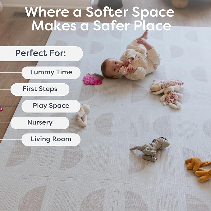 Little Landings Baby Play Mat for Floor - Aura Oat (4x6ft) - Premium EVA Foam Play Mat for Babies & Toddlers (Ages 0-5+) Non-Toxic Playmat for Tummy Time, Crawling & Playroom - Stylish & Comfortable