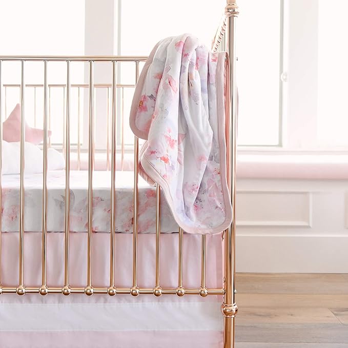 Oilo Baby Blanket, Luxury Soft Plush Chenille Backing & Organic Cotton Jersey Print, Double Layered, 30" x 40", Rolled Jersey Edge Trim, Machine Wash, Perfect for Infant or Toddlers, Prim Floral