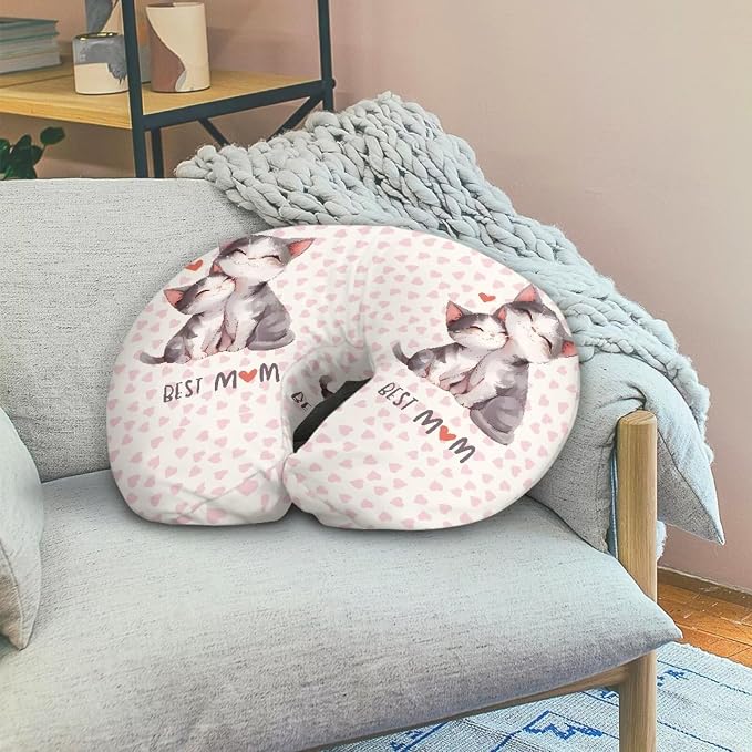Kitten Snuggling Mom Nursing Pillow Cover Stretchy and Soft Nursing Cover for Breastfeeding Pillows,Pillow Slipcover for Baby Girls Boys Newborn,Love Pattern (Cover Only)