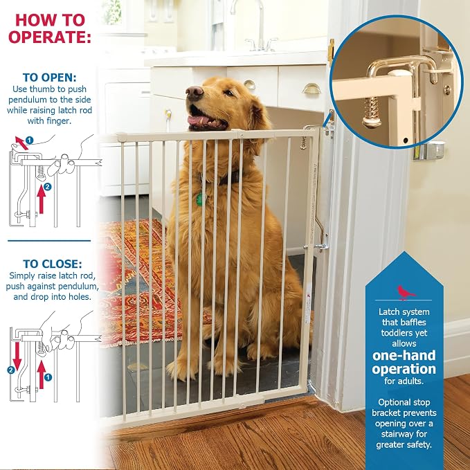 Cardinal Gates MG25 Duragate Baby Gate - Adjustable Dog Gate - Steel Safety Gate for Kids & Pets - 26.5 to 41.5 Inches Wide - Taupe