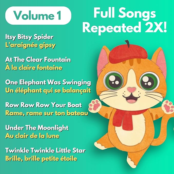Vol. 1 ??Interactive Sound Board Book for Toddlers 1-3, Bilingual English & French Songs & Music, Talking Musical Learning Toy and Gift for Babies & Kids