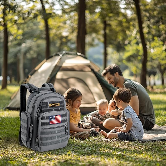 SHARKMOUTH Diaper Bag Backpack for Dad and Mom, Military Molle diaper Pack with Insulated Bottle Holders and Wipe Pocket