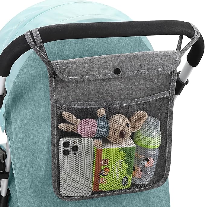 Accmor Universal Stroller Organizer, Mesh Bag Fits for Uppababy, Nuna, Britax, Doona Strollers, Non-Slip Adjustable Stroller Mesh Cargo Net Storage Caddy Accessories