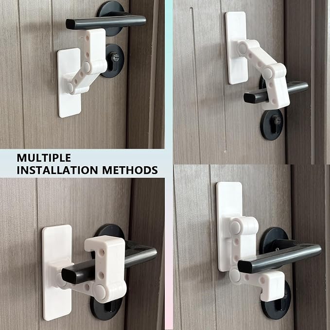 Child Proof Door Lever Lock 2-Pack - Adjustable Baby Proofing Lock for Door Handles & Cabinets, No-Drill Adhesive, Easy for Adults, Hard for Toddlers & Pets