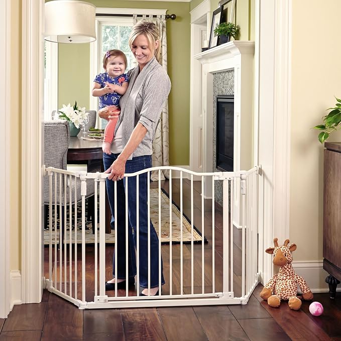 Toddleroo by North States - Deluxe Décor Safety Gate: Hardware Mounted Extra Wide Metal Baby Gate - Adjustable Child Gate - 38.3 to 72 Inches Wide - 30 Inches Tall - Warm White