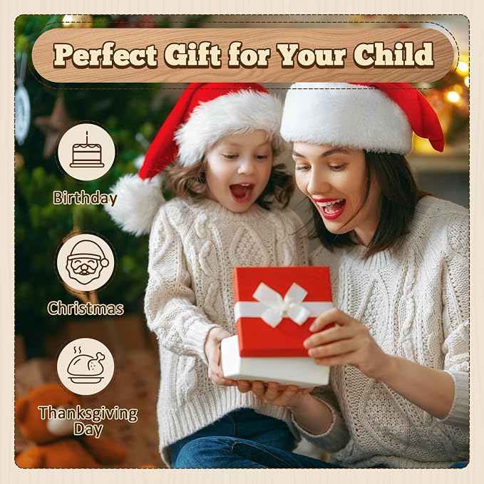 Adena Montessori Ring Log Wood Stacking Toy, Montessori Geometric Stacking Wooden Educational Toy for Babies, 12 Months and Up, Stacking Tower Toy for Babies (Square Type)