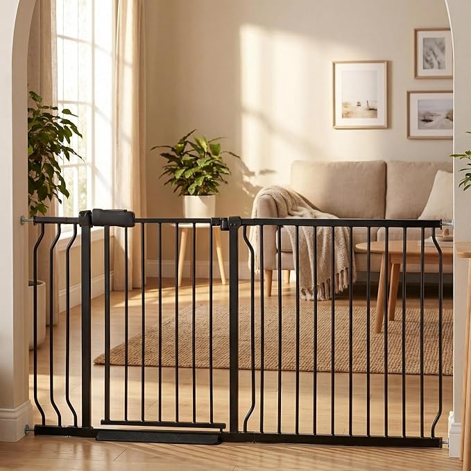 Extra Wide 62-67 Inch Baby Gates for Stairs, Doorways - No Drilling, Pressure Mounted Pet Gates for Kids & Dogs