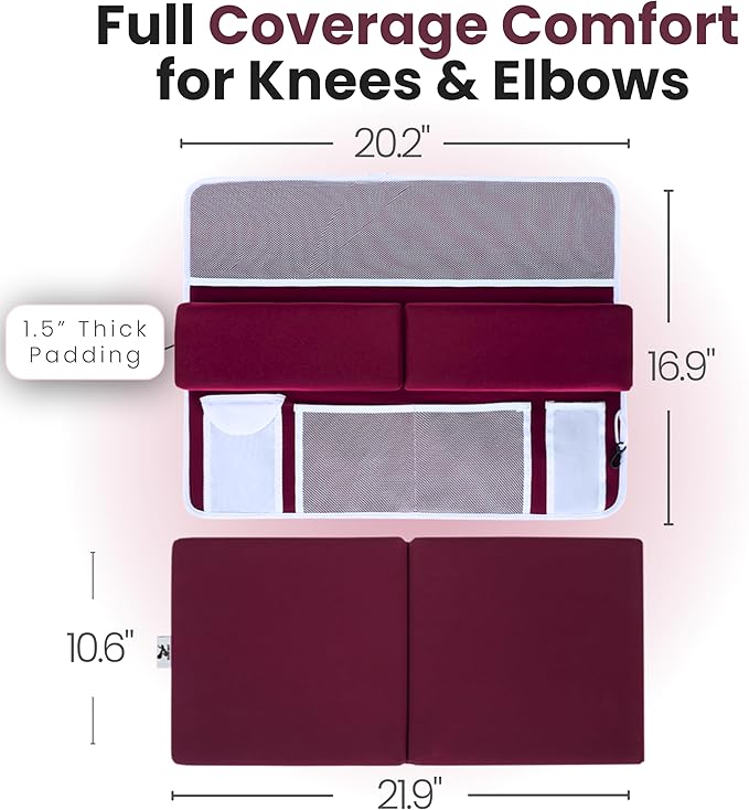 Bath Kneeler ?? Suction Cups & 1.5" Padding.Certified Non Toxic Bath Kneeling Pad for Bath Tub & 5 Bath Toy Organizer. Fast Dry Baby Bath Kneeler and Elbow Rest Pad Set by Supa Ant-Bordeaux