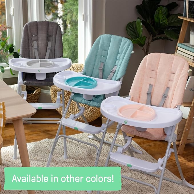 Ingenuity: ity by Ingenuity Sun Valley Compact Folding High Chair, Food-Grade Safe Plate, Safety Harness, for Ages 6 Months and Up, Unisex - Grey