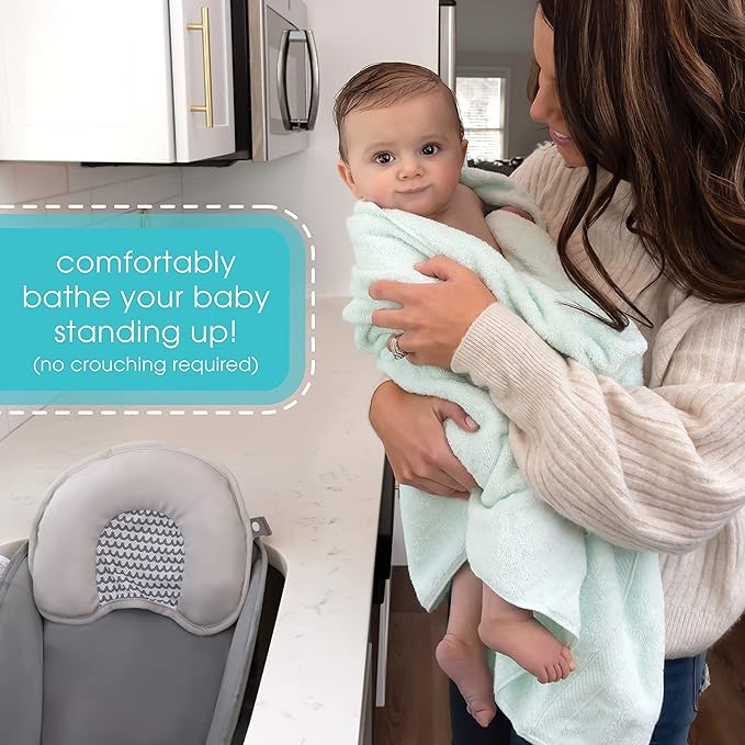 Summer Infant Snug Support in-Sink Bather ??Bathe Newborns up to 6 Months with Confidence Right in The Sink - Compression-Molded Foam Baby Bath Sink Cushion is Adjustable and Includes Anti-Slip Grips