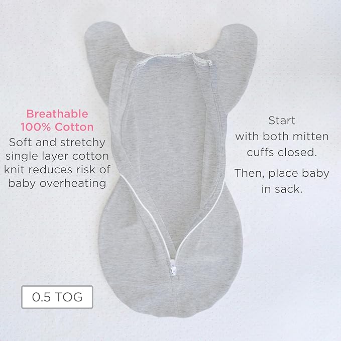 SwaddleDesigns Transitional Swaddle Sack, Arms Up Half-Length Sleeve Mitten Cuff, Most Gradual Transition Swaddle for Newborn