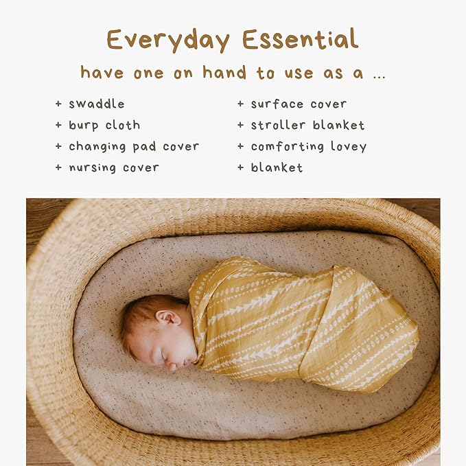 Mini Wander Swaddles for Newborns Muslin Swaddle Blankets - Breathable Soft Gender Neutral Receiving Blanket Baby Essentials | 47 x 47 Cotton - (Terrain (Citrus)