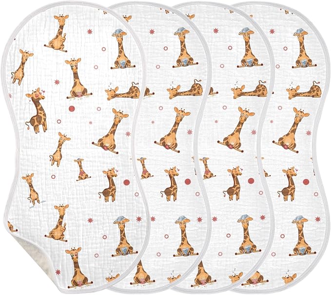 vvfelixl Burp Cloths Funny Giraffe Emotions for Baby Boy Girls Baby Washcloths Burp Rags 1 Pack White